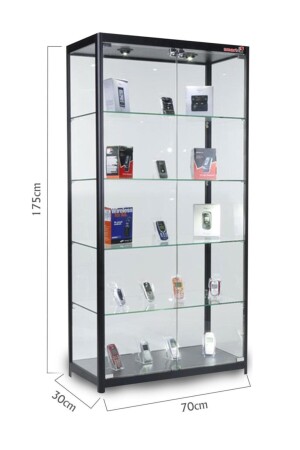 Glasvitrine – Glasvitrine – Glassammlungsvitrine – Vitrine 175 x 70 x 30 1757S SCHWARZ-1 - 4