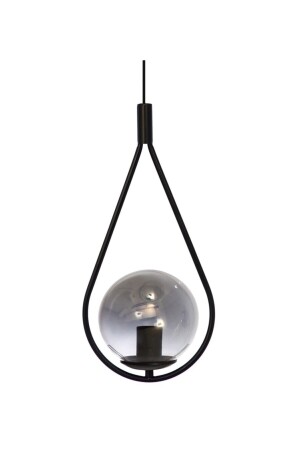 Globe Single Black Pendelleuchte Kronleuchter – Schwarzes Rauchglas Moderne Pendelleuchte Schlafzimmer Küche Wohnzimmer GB1 - 5