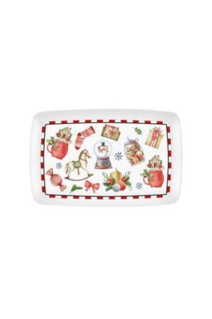 Globe Yılbaşı Temalı Dikdörtgen Servis Tabağı 34 X 25 Cm New034 - The Mia
