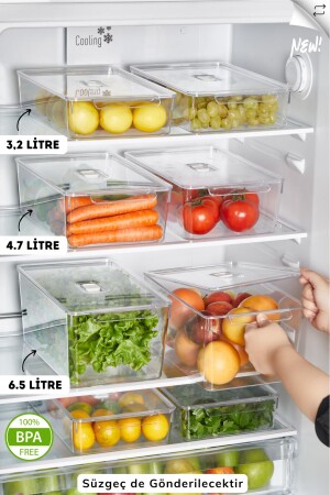 Gloss 6'lı Mix Süzgeçli Kapaklı Buzdolabı Düzenleyici-dolap Içi Düzenleyici-organizer-saklama Kabı - 3
