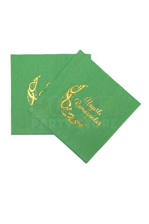 Glücklicher Ramadan, grün-goldene vergoldete Serviette, 16 Stück, 16 x 16 cm, Blattgold, Ramadan Eid, religiöse Verzierung - 5