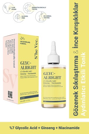 GLYC- ALRIGHT - Tüm Ciltler İçin Gözenek Sıkılaştırıcı Leke Karşıtı Tonik (200 ml) SH-2104 - 1