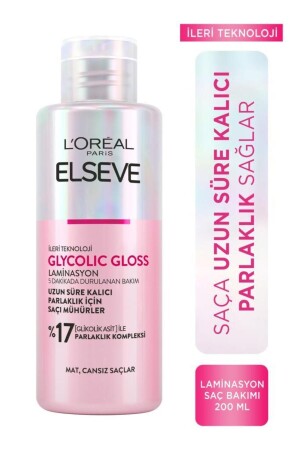 Glycolic Gloss Parlaklığı Saça Mühürleyen Laminasyon 5 Dakikada Durulanan Bakım 200ml - 1