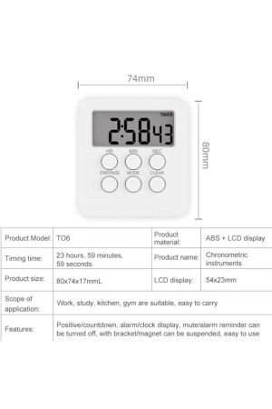 Gmn-1288 Digitale Stoppuhr, 24-Stunden-Countdown-Gerät, Wecker, Magnet-Timer - 3