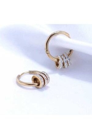 Gold 3 Katmanlı Halka Çelik Küpe - Biralışveriş