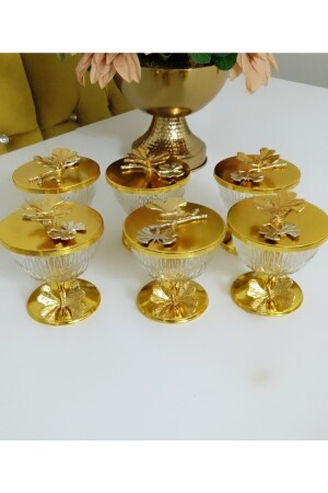 Gold 6 Li Kapakli Cerezlik Tatlilik Sekerlik Kelebekli Kapak Lux MNL6366877 - 4