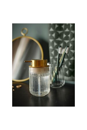 Gold Başlıklı Sıvı Sabunluk Meridyendukkan Cam-altın Rengi 350 ml IKEA_SILVTJARN_SABUNLUK_350 - 6