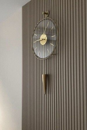 Gold Gravity Pendulum Elegant Series 40x90 - Modern Dekoratif Metal Cam Duvar Saati - 1