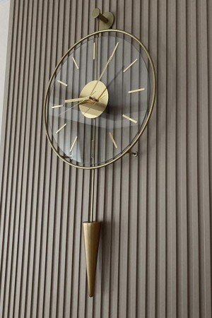 Gold Gravity Pendulum Elegant Series 40x90 - Modern Dekoratif Metal Cam Duvar Saati - 2