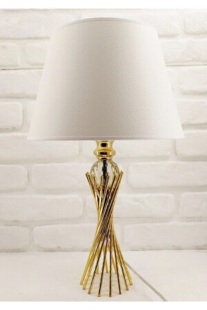MNZ-Gold Plated Twirl Metal Leg كريستال زجاجي كرة ضوء المصابيح المظلة المضافة مع قبعة بيضاء PRA-4871316-1650 - 365GUNSERİSONU
