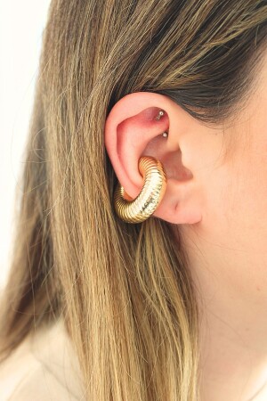 GOLD KARTILE OHRRINGE EARCUFF GEMUSTERT 3 CM - 1