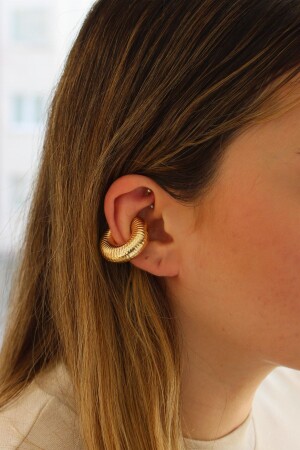 GOLD KARTILE OHRRINGE EARCUFF GEMUSTERT 3 CM - 3