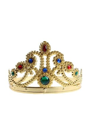 Gold Kraliçe Tacı Altın Renk Plastik Prenses Tacı Ayarlanabilir - 2