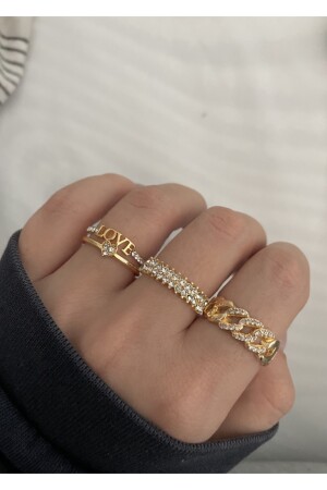 Gold Love&chain 3-teiliges Ringset - 3