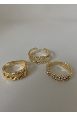 Gold Love&chain 3-teiliges Ringset - 4