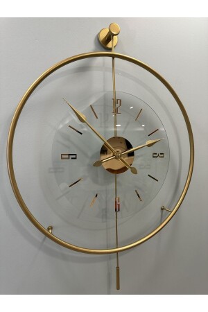 Gold Luxry Şefaf Cam , 60 Cm Metal Çember , Modern Dekoratif Metal Duvar Saati MetaxxxluxryGold - 1