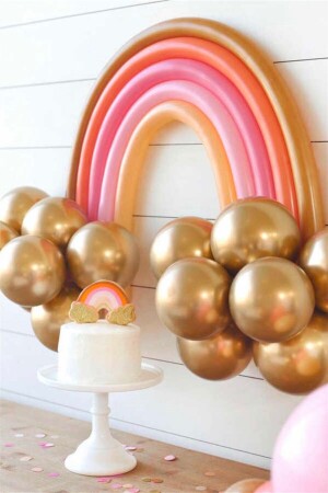 Gold Makaron Gökkuşağı Balon Set - 1