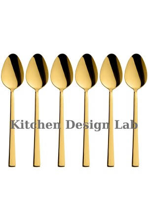 Gold glänzendes Teelöffel-Set, 6-teilig, verpackt, Teelöffel-Set aus 18/10-Edelstahl für 6 Personen, Titan-Gold-Teelöffel, 6-teilig - Kitchen Design Lab