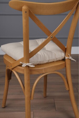 Gold Pofidik Bej Sandalye Minderi Özel Dikişli Bağcıklı 40x40cm - 3