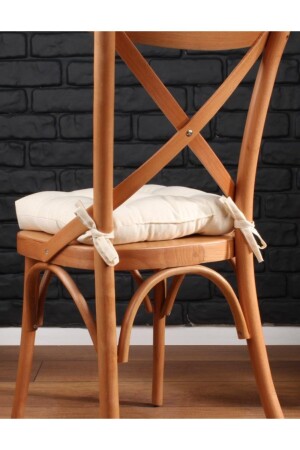 Gold Pofidik Krem Sandalye Minderi Özel Dikişli Bağcıklı 40x40cm - 3