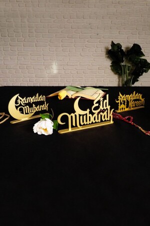 Gold – Ramadan Mubarak – Eid Mubarak – Ramadan Kareem 3er-Set Tischdekoration – Wamh121 - 4