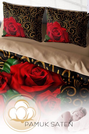 Gold & Roses 3d Çift Kişilik Nevresim Takımı monohome9451 - 5