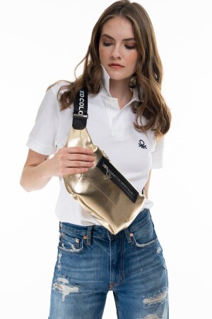 Gold - Schwarze Damen-Gürteltasche BNT134 - United Colors of Benetton