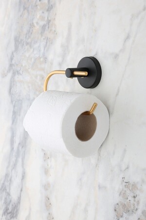 Gold-schwarzer quadratischer Handtuchhalter / offener Toilettenpapierhalter 1337 - 3