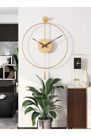 Gold-Set mit 3 Tiktok 40 cm (Walnuss 18 Stunden- und Minutenzeiger), Tiktok-Wanduhr, Blumentopf 60 Höhe 3tiktokgold - 4