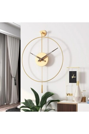 Gold-Set mit 3 Tiktok 40 cm (Walnuss 18 Stunden- und Minutenzeiger), Tiktok-Wanduhr, Blumentopf 60 Höhe 3tiktokgold - 7