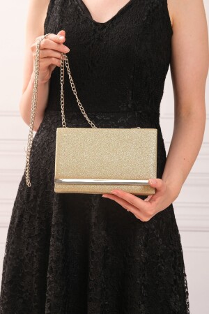 Gold-silbrig-sandfarbene Damen-Abendkleid-Clutch-Portfolio-Tasche - 1