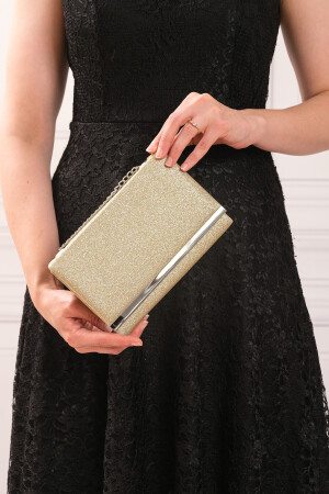 Gold-silbrig-sandfarbene Damen-Abendkleid-Clutch-Portfolio-Tasche - 6