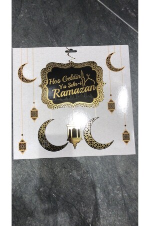 Gold-Siyah Hoşgeldin Ya Şehri Ramazan Tavan Süs - Led - Hoşgeldin Ramazan Banner Ramazan Sarkıt - 2