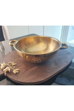 GOLD SÜZGEÇ-PASLANMAZ ÇELİK MAKARNA SÜZGECİ METAL KULPLU AYAKLI DERİN SÜZGEÇ 26 CM - 3