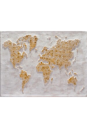 Gold World Map Kanvas Tablo 80x100 Cm GLDWRLDMP012 - 5