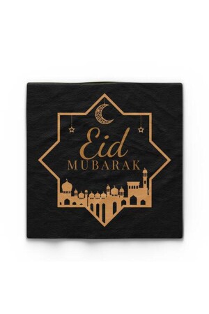 Goldblatt-Ramadan-Themen-Eid-Mubarak-Servietten, 16 Stück, schwarze Farbe - 1