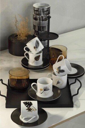 Golden Leaf 12-teiliges Kaffeetassen-Set für 6 Personen RU12KT43011122 - 1