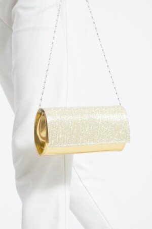 Goldene Abendkleid-Tasche, Portfolio-Tasche, Clutch-Tasche - 3