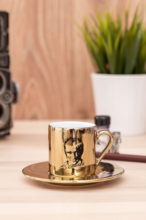 Goldene türkische Kaffeetasse mit Atatürk-Silhouette HD-C2000-401-GO - 2