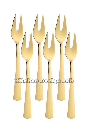 Goldene Zitronen- und Fonduegabel, goldenes 6-teiliges Boxgabel-Set, goldenes 6-teiliges Zitronen-Fonduegabel-Set - 5