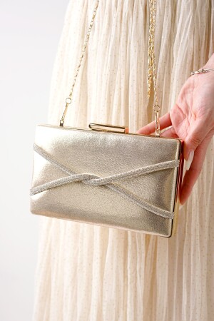 Goldenes Abendkleid, Stoned Portfolio-Tasche 9117 - 3