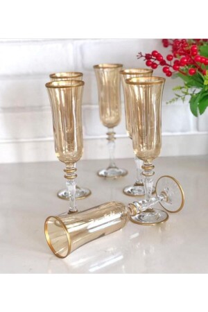 Goldenes Kaffeekelch-Glas-Wasserglas-Set für 6 Personen – Mitgift-Set – Geschenkset Honig - 2