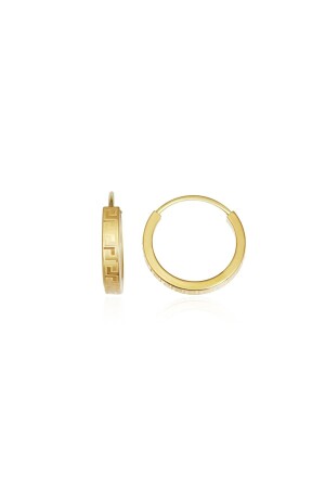 Goldfarbene Creolen mit flachem Muster 1. 3 cm verstecktes Schloss - 4