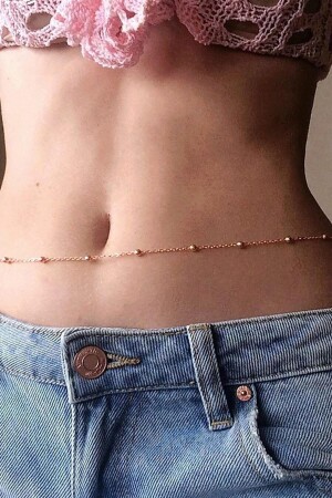 Goldfarbene Damen-Kette für den Bauch, kleine, große Taillenkette, Körperschmuck - 2