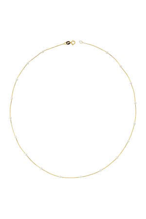 Goldfarbene Perlenreihen-Halskette für Damen DM0034 - 2