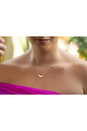 Goldfarbene silberne Mond- und Stern-Halskette – Halbmond- und Stern-Halskette – silberne Mond- und Stern-Halskette – Halskette – Damen-Halskette ARMKSSayStarNecklace - 3