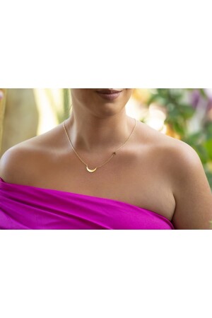 Goldfarbene silberne Mond- und Stern-Halskette – Halbmond- und Stern-Halskette – silberne Mond- und Stern-Halskette – Halskette – Damen-Halskette ARMKSSayStarNecklace - 8