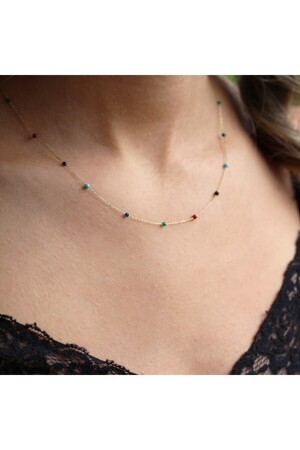 Goldfarbene Steinreihen-Halskette für Damen DM0035 - 2