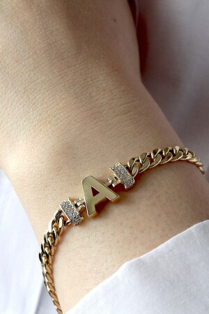 Goldfarbener A-Letter-Gourmet-Armbandanhänger - 2