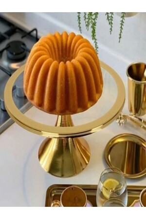 Goldfarbener runder Tortenständer mit Fuß, Kuchen, Keks, Präsentationsständer, Mitgift, Hochzeitsgeschenk Yuvpastagold01 - 2